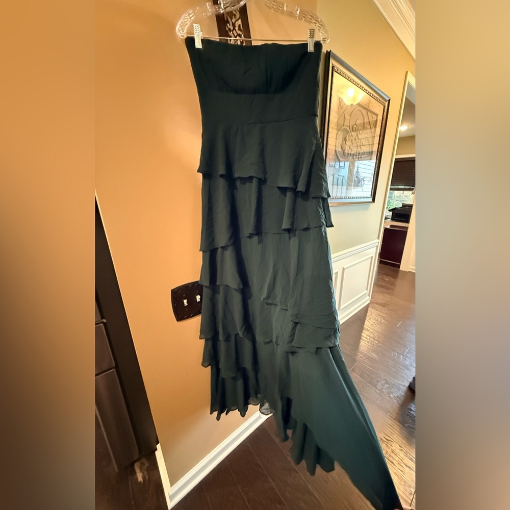 Lulus Gorgeous Essence Emerald Strapless Tiered Maxi Dress BNWT